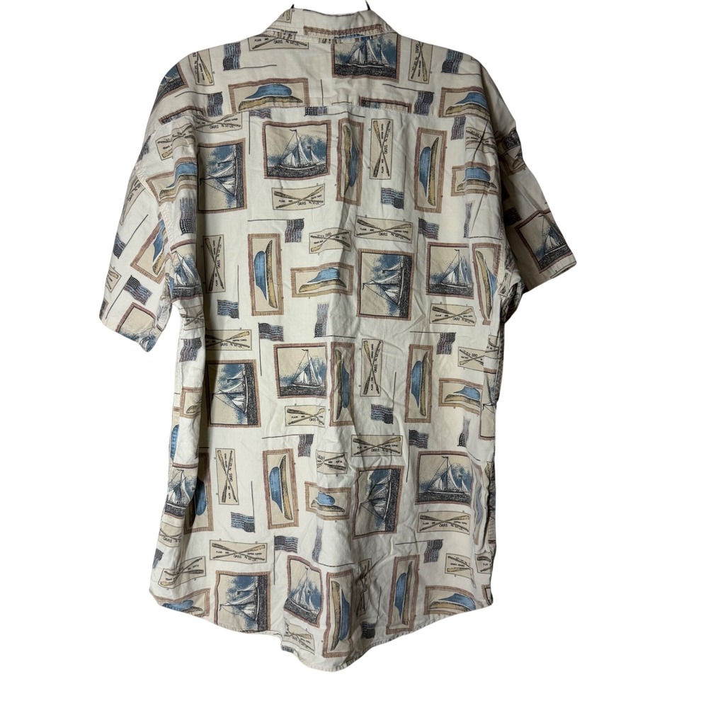 VTG American Eagle Mens Large Button Up Shirt Sailing Fisherman‎ Cotton Nautical - Picture 2 of 6